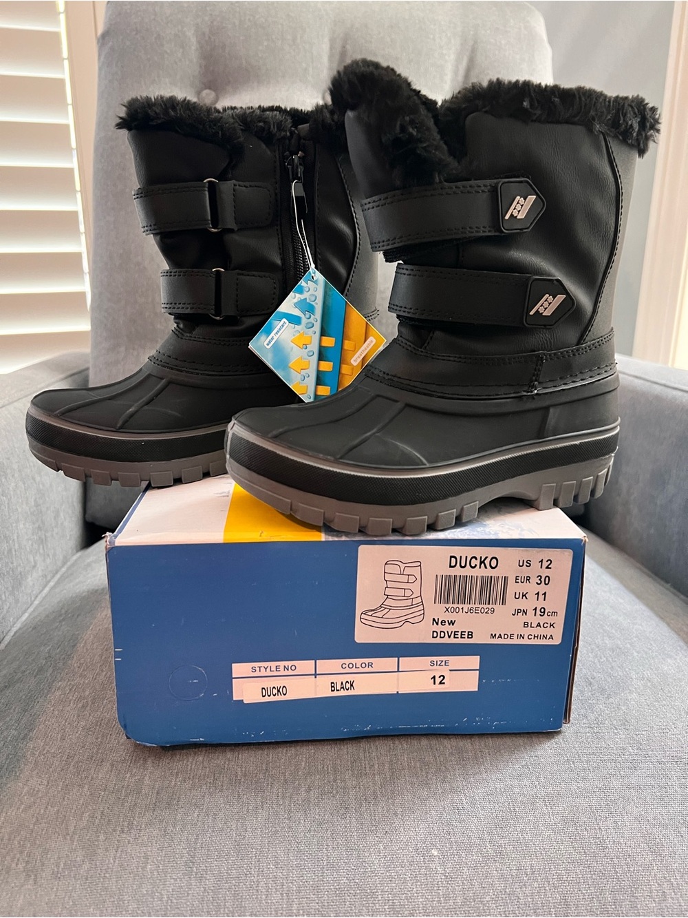 Kids' Black Winter Snow Boots